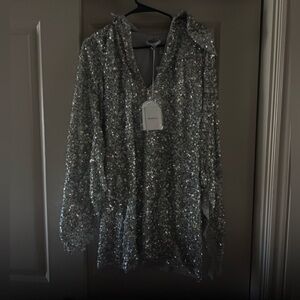 16 ARLINGTON
Sanaga Point-Collar Sequinned Mini Dress - Silver